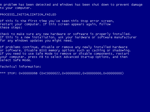 Obrazovka modrej smrti v systéme Windows 8