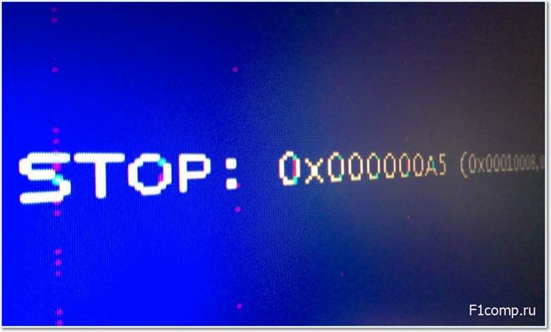 Chyba 0x000000a5 a prúžky na obrazovke pri sťahovaní systému Windows 7