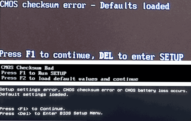 CMOS kontrolsummas kļūda noklusējuma ielādē lejupielādējot - kā to labot