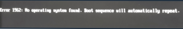 Грешка Грешка 1962 г. Не е намерена операционна система на Lenovo - как да се поправи