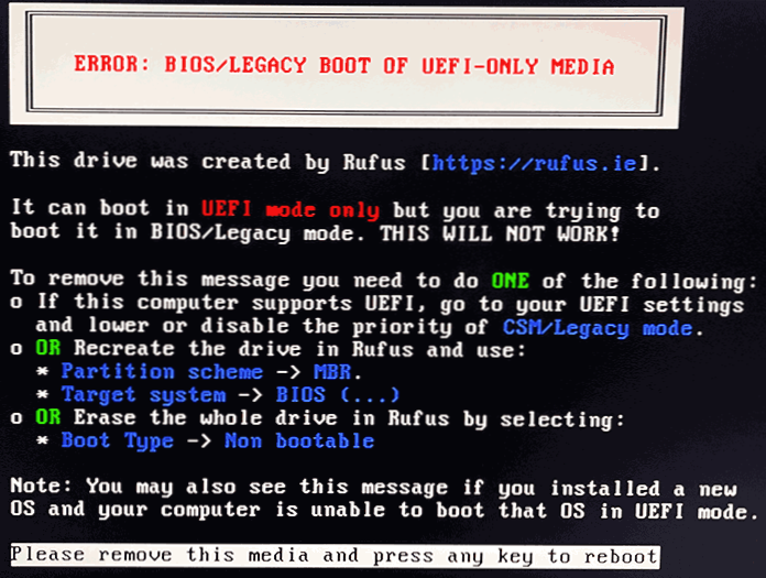 Bios Legacy Boot tylko nośnika UEFI podczas ładowania z dysku flash - jak naprawić błąd?