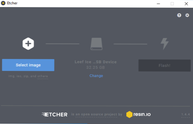 Etcher - Programa de multipllames gratuito para crear una unidad flash de carga