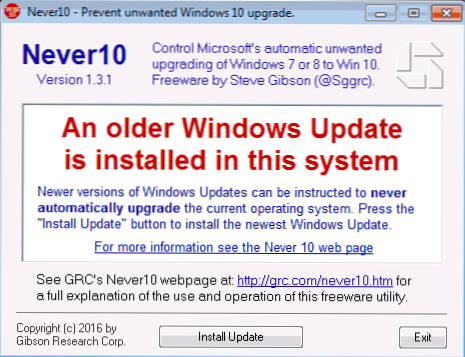 Nie 10 - Ein Programm zur Deaktivierung von Update auf Windows 10