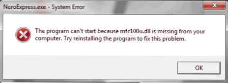 Где да преузмем мфц100У.ДЛЛ и исправите грешку приликом покретања програма