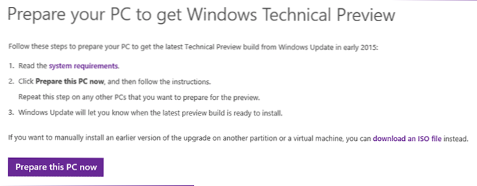 Jak uaktualnić do podglądu technicznego Windows 10 za pośrednictwem Windows Update Center