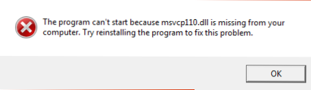 Мсвцп110.ДЛЛ је одсутан на рачунару - како преузети и поправити грешку
