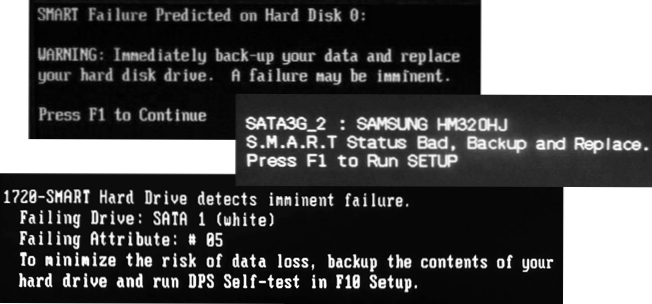 Розумна невдача прогнозована, статус поганий, розумний жорсткий диск виявляє неминучий збій при завантаженні - що робити?