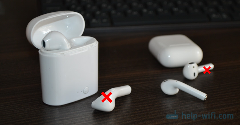Kopfhörer TWS I7, I8, I9, I10, I11, I12 - Ein Kopfhörer funktioniert nicht, verbindet sich nicht. Synchronisation des rechten und linken chinesischen Kopfhörers untereinander