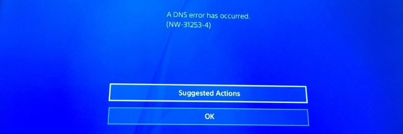 Помилка DNS на PlayStation 4 NW-31253-4, WV-33898-1, NW-31246-6, NW-31254-5, CE-35230-3, NW-31250-1