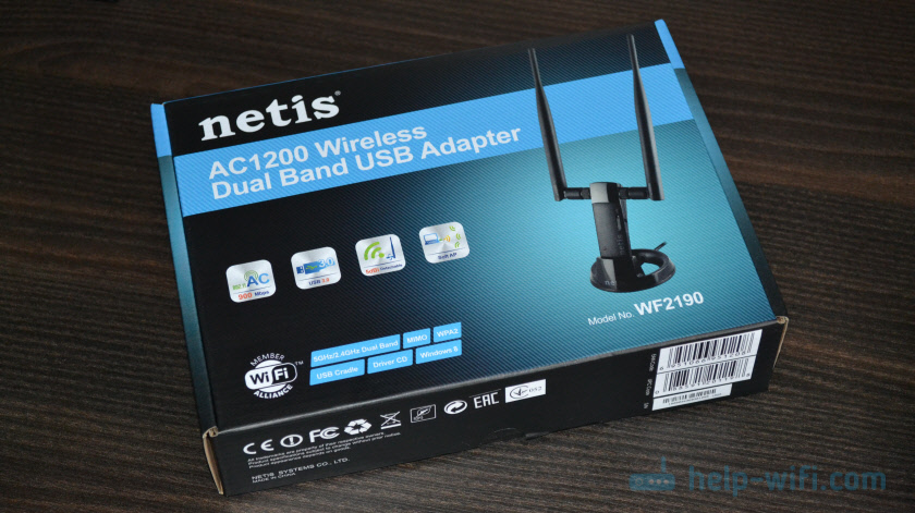„Wi -Fi“ adapteris NETIS WF2190 - peržiūra, tvarkyklės, nustatymas