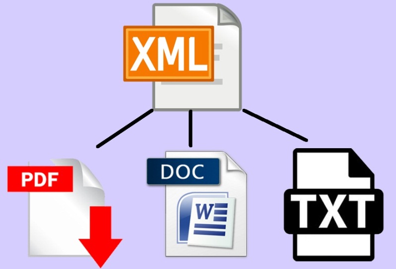 XML átalakítás PDF -re, TXT -re vagy DOC -ra