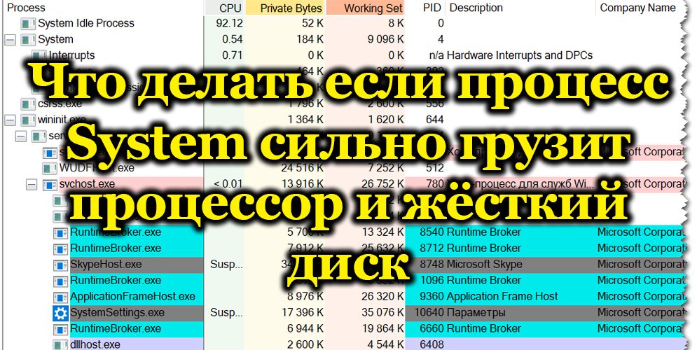 Процесът на системата зарежда процесора и твърд диск - причините и начините за премахване на проблема