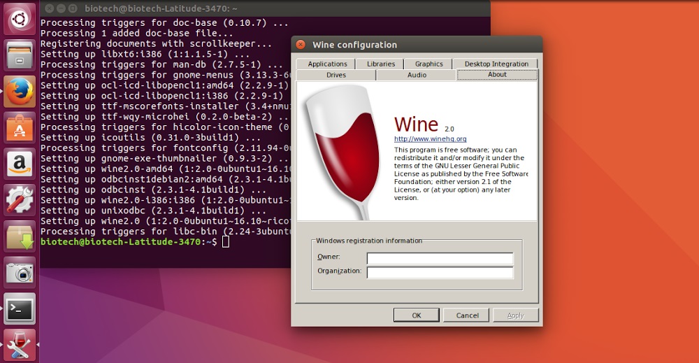 Weineinstellung und Installation auf Ubuntu