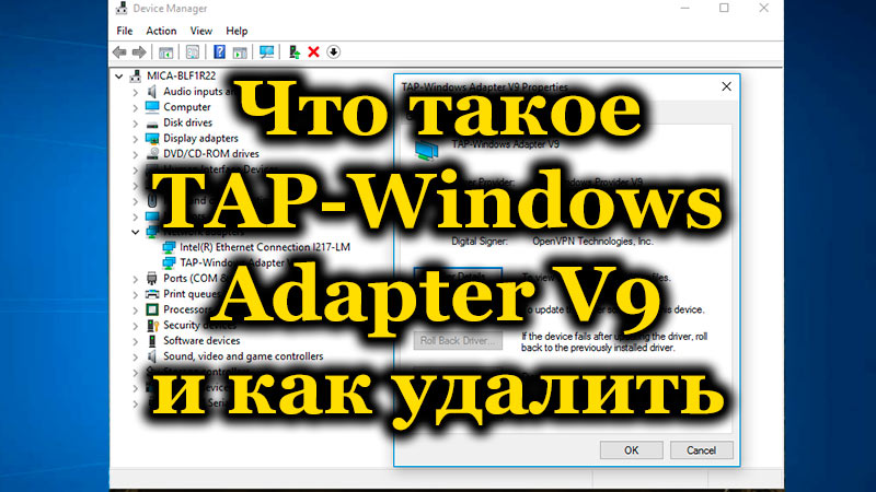 Virtualna naprava Tap-Windows adapter v9 Kaj je in kako ga izbrisati