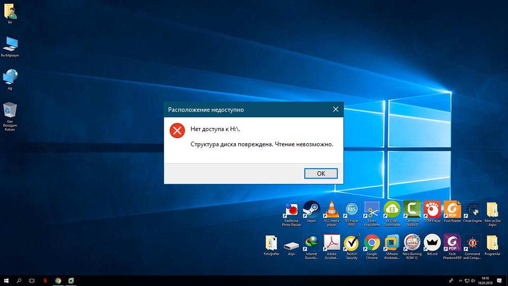 Грешка в структурата на диска е повредена. Четенето е невъзможно в Windows и начини за премахването му